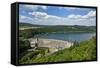 Germany, Hessen, Waldecker Land, Edersee, Eder Dam, Panorama, Sailboats-Chris Seba-Framed Stretched Canvas