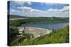 Germany, Hessen, Waldecker Land, Edersee, Eder Dam, Panorama, Sailboats-Chris Seba-Stretched Canvas