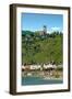 Germany, Kaub, The Pfalz Castle in the foreground, Gutenfels Castle on the hill above and Rhine Riv-Miva Stock-Framed Photographic Print