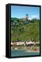 Germany, Kaub, The Pfalz Castle in the foreground, Gutenfels Castle on the hill above and Rhine Riv-Miva Stock-Framed Stretched Canvas