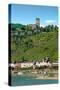 Germany, Kaub, The Pfalz Castle in the foreground, Gutenfels Castle on the hill above and Rhine Riv-Miva Stock-Stretched Canvas