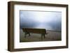 Germany, Lake Konigssee. Bench and lake in fog-Jaynes Gallery-Framed Photographic Print