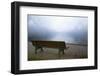 Germany, Lake Konigssee. Bench and lake in fog-Jaynes Gallery-Framed Photographic Print