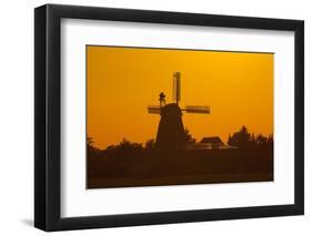 Germany, Lower Saxony, Barsinghausen, Wichtringhausen, Windmill, Sunset-Chris Seba-Framed Photographic Print