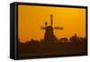 Germany, Lower Saxony, Barsinghausen, Wichtringhausen, Windmill, Sunset-Chris Seba-Framed Stretched Canvas