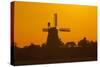 Germany, Lower Saxony, Barsinghausen, Wichtringhausen, Windmill, Sunset-Chris Seba-Stretched Canvas