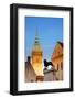 Germany, Lower Saxony, Braunschweig. the Tower from the Town Hall and Sculpture of the Lion-Ken Scicluna-Framed Photographic Print