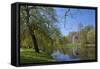 Germany, Lower Saxony, Hannover, Georgengarten, Leibniz Temple, Spring, Park Visitors-Chris Seba-Framed Stretched Canvas