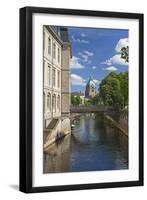 Germany, Lower Saxony, Hannover, Leine, Leibnizufer, Landtag, Bridge, City Hall Tower-Chris Seba-Framed Photographic Print