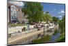 Germany, Lower Saxony, Hannover, Leine, Leibnizufer, Restaurant, Waterside Promenade-Chris Seba-Mounted Photographic Print