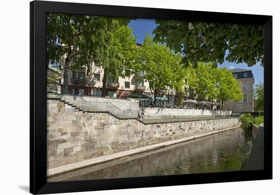 Germany, Lower Saxony, Hannover, Leine, Leibnizufer, Waterside Restaurant-Chris Seba-Framed Photographic Print