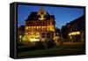 Germany, Lower Saxony, Harz, Bad Sachsa, Best Western Hotel, Evening-Chris Seba-Framed Stretched Canvas