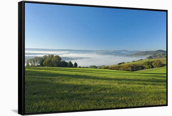 Germany, Lower Saxony, Weser Hills, Ottenstein Plateau, Autumn, Morning Fog, Weser Valley-Chris Seba-Framed Stretched Canvas