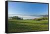 Germany, Lower Saxony, Weser Hills, Ottenstein Plateau, Autumn, Morning Fog, Weser Valley-Chris Seba-Framed Stretched Canvas