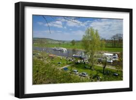 Germany, Lower Saxony, Weser Hills, Polle, the Weser, Tourboats-Chris Seba-Framed Photographic Print