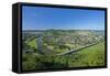 Germany, Lower Saxony, Weser Uplands, Weser River, Town of Bodenwerder, Panoramic View-Chris Seba-Framed Stretched Canvas