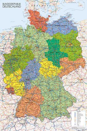 Germany Map Reference Poster 24 x 36in 