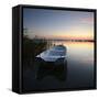 Germany, Mecklenburg-West Pomerania, Island RŸgen, Gro§er Jasmunder Bodden, Sunset, Rowing Boat-Andreas Vitting-Framed Stretched Canvas