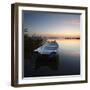 Germany, Mecklenburg-West Pomerania, Island RŸgen, Gro§er Jasmunder Bodden, Sunset, Rowing Boat-Andreas Vitting-Framed Photographic Print