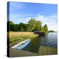 Germany, Mecklenburg-Western Pomerania, Mecklenburg-Vorpommern, Zarrentin, Footbridge-Andreas Vitting-Stretched Canvas