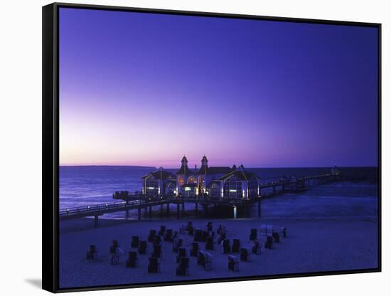 Germany, Mecklenburg-Western Pomerania, the Baltic Sea, RŸgen, Sellin, Pier, Blue Hour-Andreas Keil-Framed Stretched Canvas