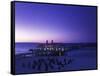 Germany, Mecklenburg-Western Pomerania, the Baltic Sea, RŸgen, Sellin, Pier, Blue Hour-Andreas Keil-Framed Stretched Canvas