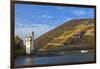 Germany, Middle Rhine Valley, Bingen, Rheingau, Binger MŠuseturm, MŠuseturm Island, Freight Ship-Chris Seba-Framed Photographic Print