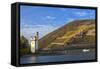 Germany, Middle Rhine Valley, Bingen, Rheingau, Binger MŠuseturm, MŠuseturm Island, Freight Ship-Chris Seba-Framed Stretched Canvas