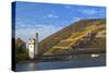 Germany, Middle Rhine Valley, Bingen, Rheingau, Binger MŠuseturm, MŠuseturm Island, Freight Ship-Chris Seba-Stretched Canvas