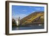 Germany, Middle Rhine Valley, Bingen, Rheingau, Binger MŠuseturm, MŠuseturm Island, Freight Ship-Chris Seba-Framed Photographic Print