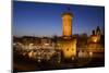 Germany, North Rhine-Westphalia, Christmas Fair in the Rheinauhafen with View at the Malakoff Tower-Andreas Keil-Mounted Photographic Print