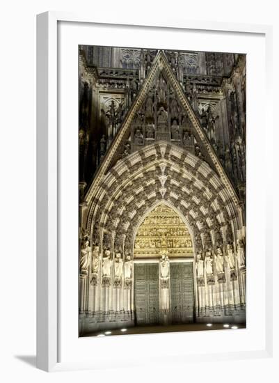 Germany, North Rhine-Westphalia, Cologne, Cathedral, West Side, Wall Figures in the Mary Portal-Chris Seba-Framed Photographic Print