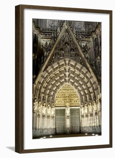 Germany, North Rhine-Westphalia, Cologne, Cathedral, West Side, Wall Figures in the Mary Portal-Chris Seba-Framed Photographic Print