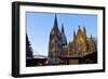 Germany, North Rhine-Westphalia, Cologne, Christmas Market, Cologne Cathedral, West Side, Evening-Chris Seba-Framed Photographic Print