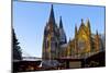 Germany, North Rhine-Westphalia, Cologne, Christmas Market, Cologne Cathedral, West Side, Evening-Chris Seba-Mounted Photographic Print