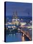 Germany, North Rhine Westphalia, Cologne (Koln), Hohenzoller Bridge over River Rhine and Cathedral-Michele Falzone-Stretched Canvas