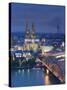 Germany, North Rhine Westphalia, Cologne (Koln), Hohenzoller Bridge over River Rhine and Cathedral-Michele Falzone-Stretched Canvas