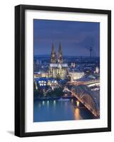 Germany, North Rhine Westphalia, Cologne (Koln), Hohenzoller Bridge over River Rhine and Cathedral-Michele Falzone-Framed Photographic Print