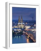 Germany, North Rhine Westphalia, Cologne (Koln), Hohenzoller Bridge over River Rhine and Cathedral-Michele Falzone-Framed Photographic Print