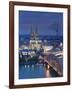 Germany, North Rhine Westphalia, Cologne (Koln), Hohenzoller Bridge over River Rhine and Cathedral-Michele Falzone-Framed Photographic Print