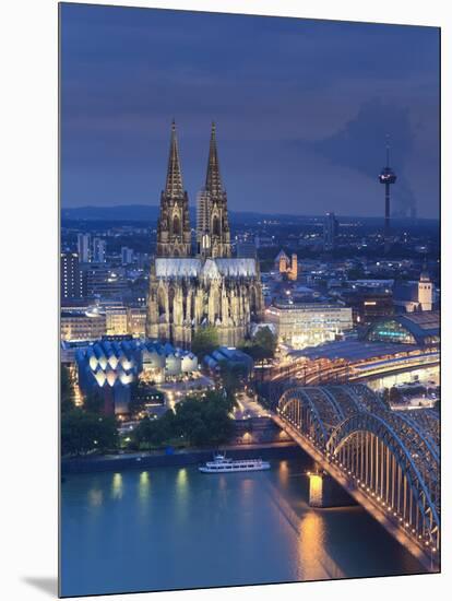 Germany, North Rhine Westphalia, Cologne (Koln), Hohenzoller Bridge over River Rhine and Cathedral-Michele Falzone-Mounted Photographic Print