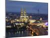 Germany, North Rhine Westphalia, Cologne (Koln), Hohenzoller Bridge over River Rhine and Cathedral-Michele Falzone-Mounted Photographic Print