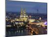 Germany, North Rhine Westphalia, Cologne (Koln), Hohenzoller Bridge over River Rhine and Cathedral-Michele Falzone-Mounted Photographic Print