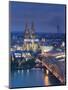 Germany, North Rhine Westphalia, Cologne (Koln), Hohenzoller Bridge over River Rhine and Cathedral-Michele Falzone-Mounted Premium Photographic Print