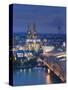 Germany, North Rhine Westphalia, Cologne (Koln), Hohenzoller Bridge over River Rhine and Cathedral-Michele Falzone-Stretched Canvas