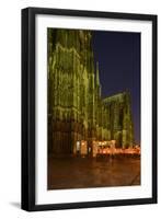 Germany, North Rhine-Westphalia, Cologne, Place Roncalli, Christmas Fair and Cologne Cathedral-Andreas Keil-Framed Photographic Print