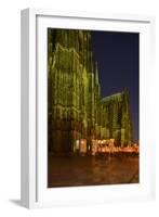 Germany, North Rhine-Westphalia, Cologne, Place Roncalli, Christmas Fair and Cologne Cathedral-Andreas Keil-Framed Photographic Print