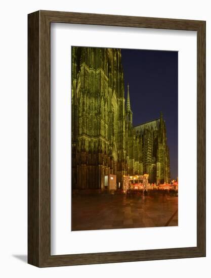 Germany, North Rhine-Westphalia, Cologne, Place Roncalli, Christmas Fair and Cologne Cathedral-Andreas Keil-Framed Photographic Print