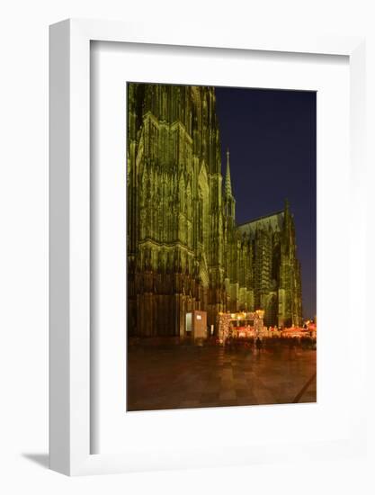 Germany, North Rhine-Westphalia, Cologne, Place Roncalli, Christmas Fair and Cologne Cathedral-Andreas Keil-Framed Photographic Print