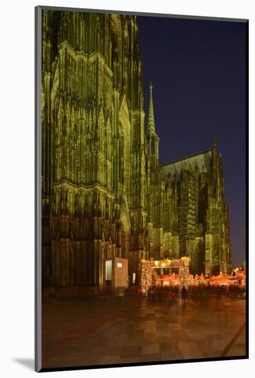 Germany, North Rhine-Westphalia, Cologne, Place Roncalli, Christmas Fair and Cologne Cathedral-Andreas Keil-Mounted Photographic Print